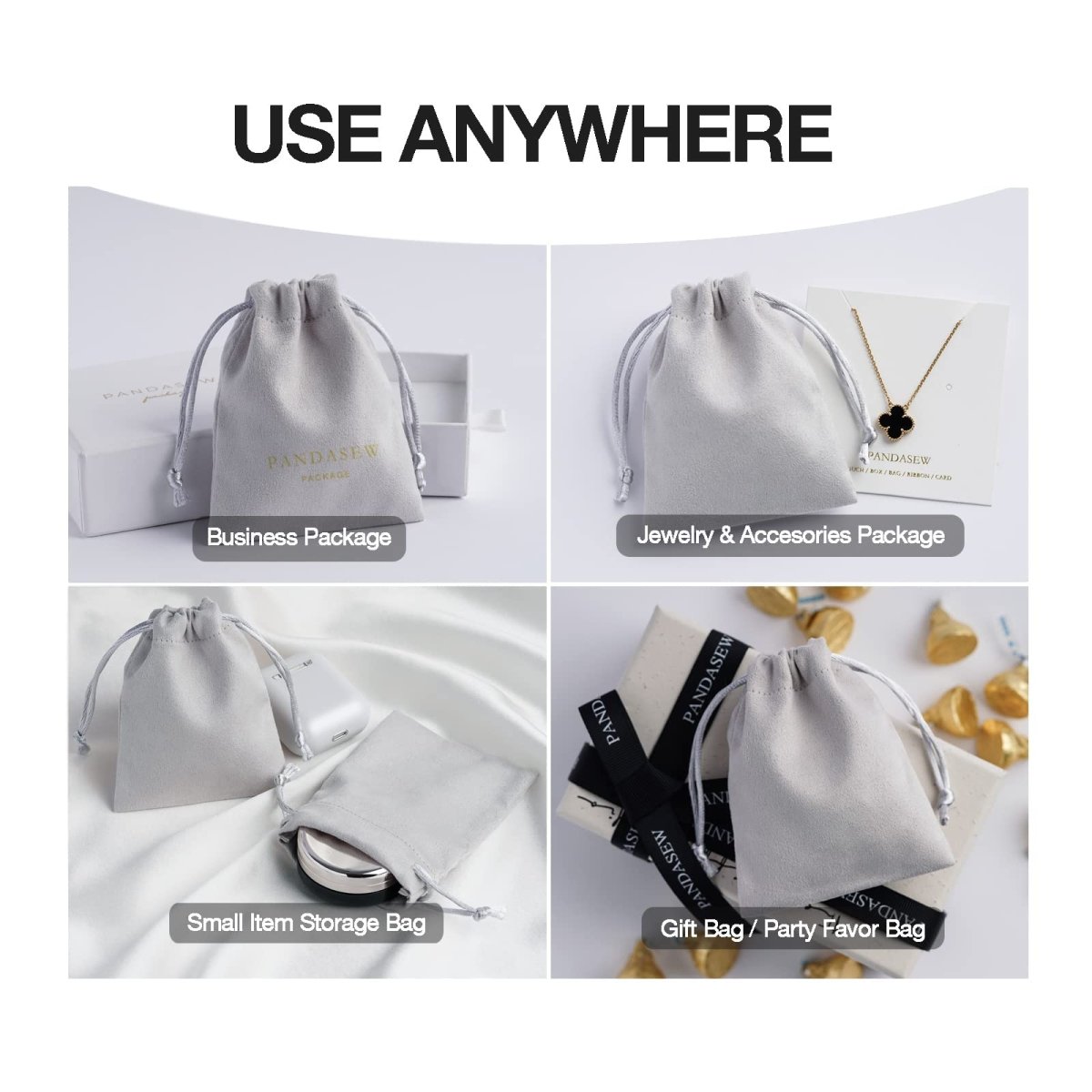custom microfiber pouch microfiber jewelry pouch microfiber pouch 20 pack Drawstring Bag Suede Jewelry Packaging Pouch, 4