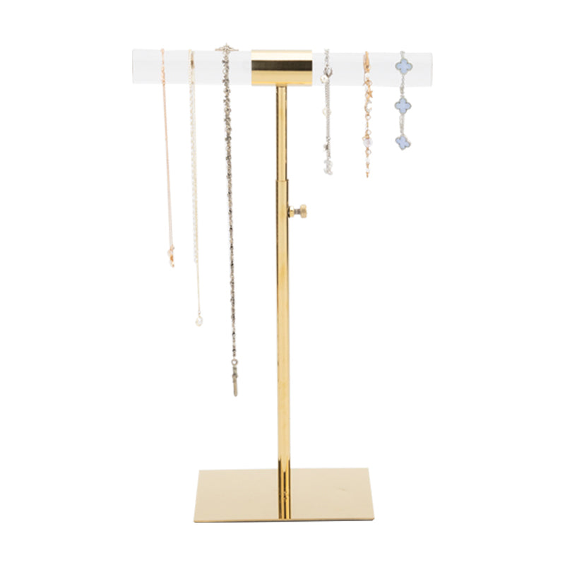 Gold T Bar Bracelet Holder Stand - Tabletop Jewelry Display Stand - Hanging Display Rack for Bracelets and Necklaces