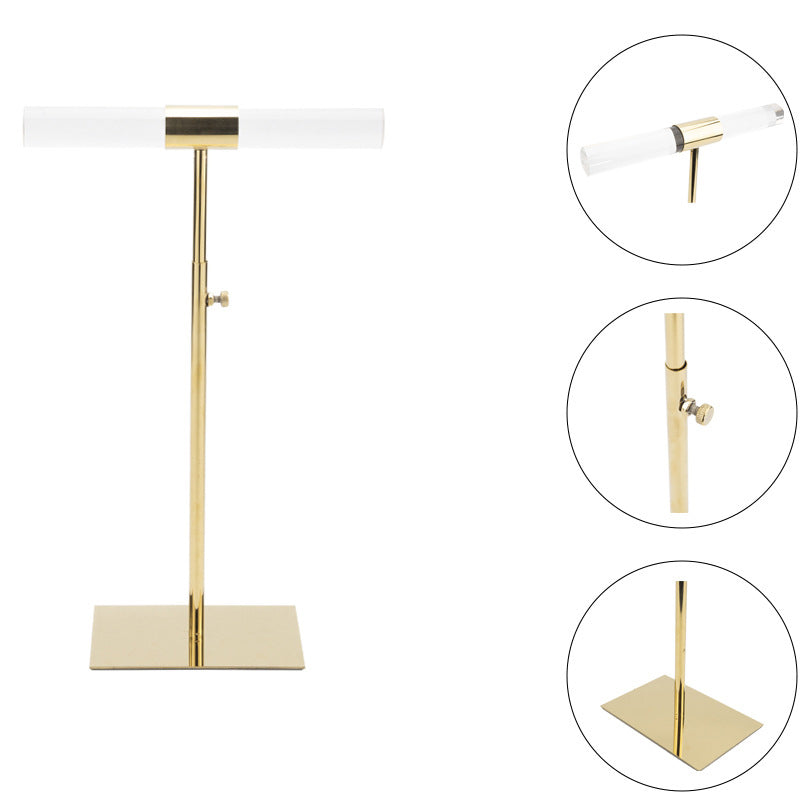Gold T Bar Bracelet Holder Stand - Tabletop Jewelry Display Stand - Hanging Display Rack for Bracelets and Necklaces