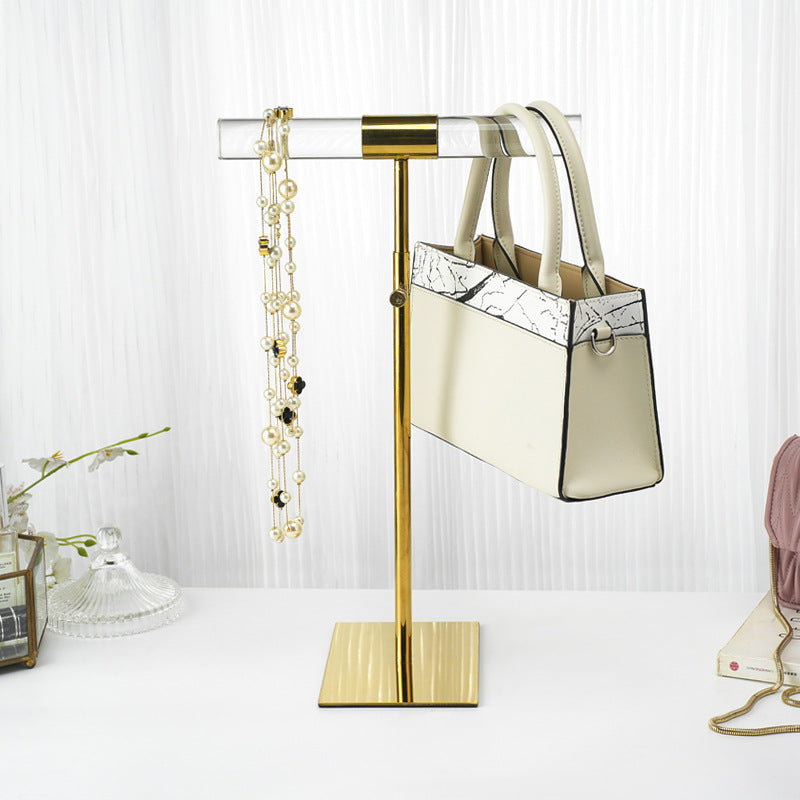 Gold T Bar Bracelet Holder Stand - Tabletop Jewelry Display Stand - Hanging Display Rack for Bracelets and Necklaces
