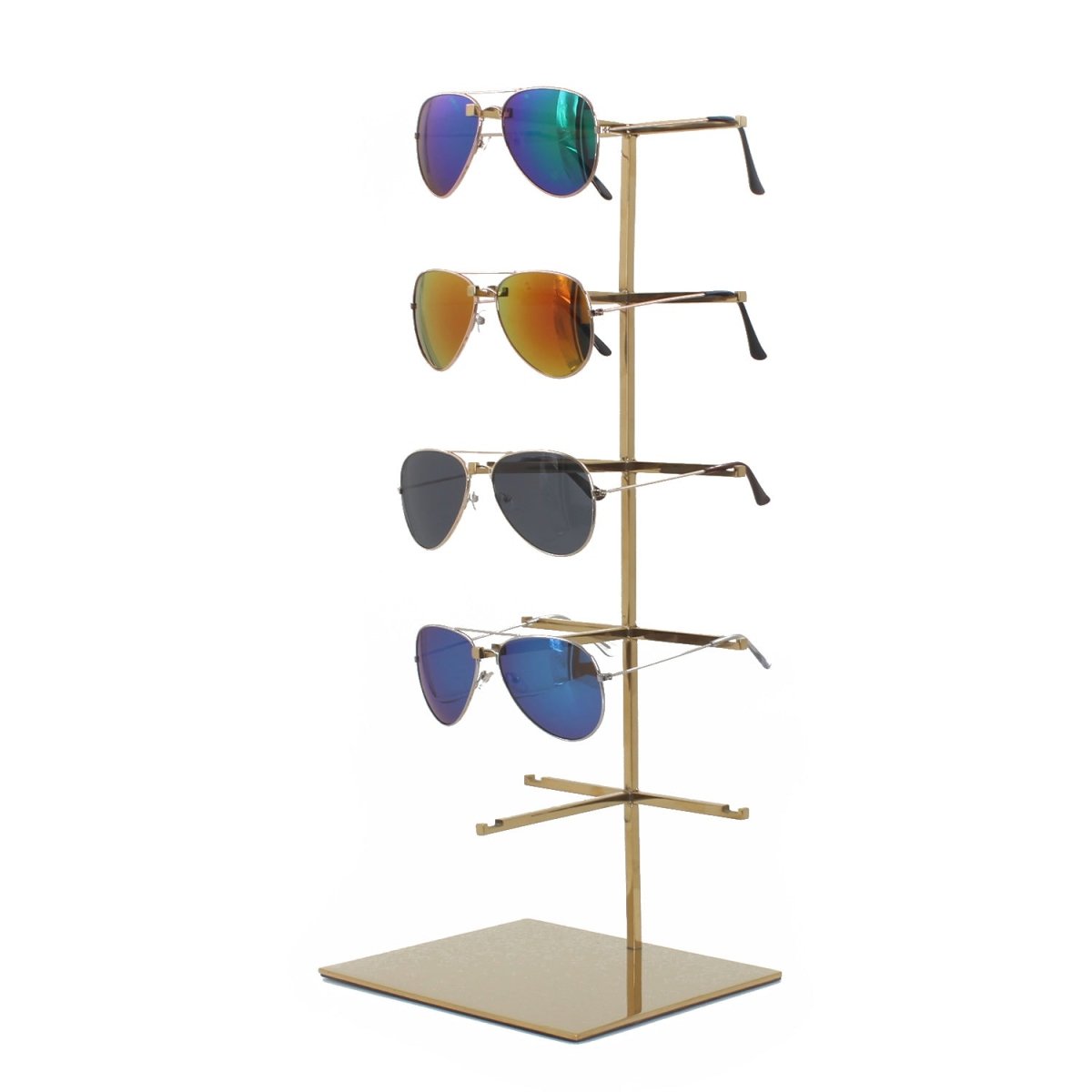 Eyewear Display Stand Sunglass Display Holder Sunglasses Holder Organizer 5 Pairs Metal Gold Eyewear Sunglass Display YIFU DISPLAY