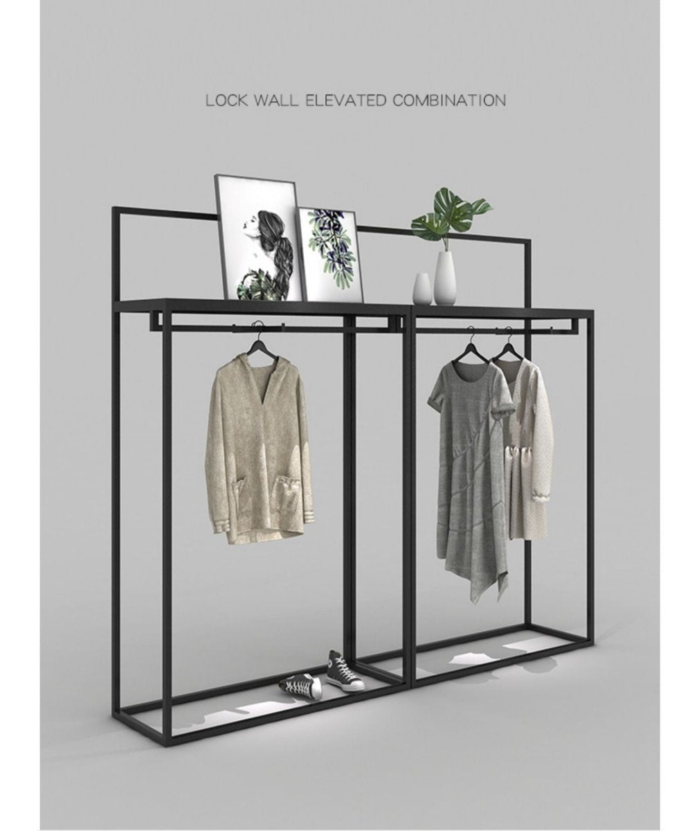 boutique clothing display racks clothing display racks wholesale clothing store racks Clothes Rack Display Shelf Minimalist Display Shelf Floor to Ceiling Shelf Hanging Clothes Rack YIFU DISPLAY