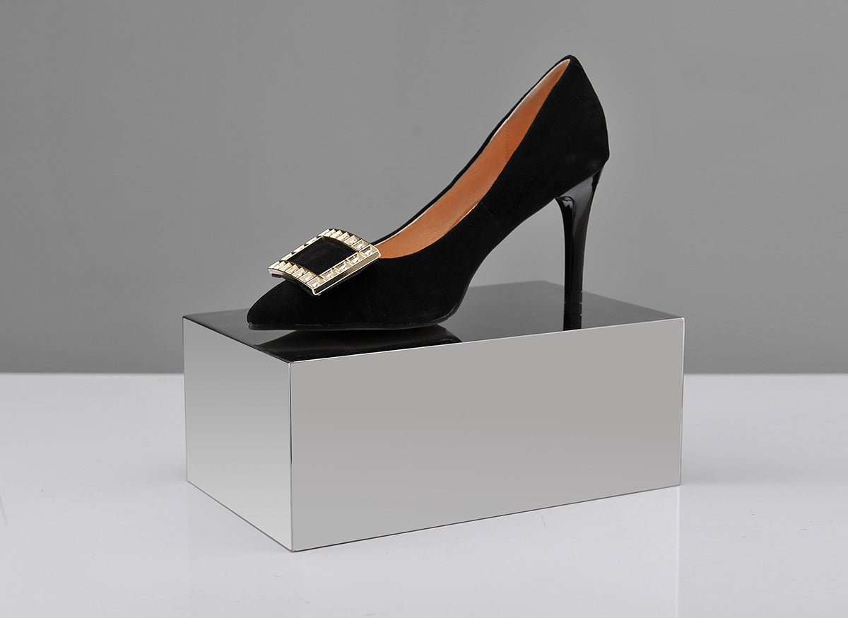Shoe Display Riser Chrome Shoe Display Riser - Metal Shoe Display for Retail Store - Silv ...