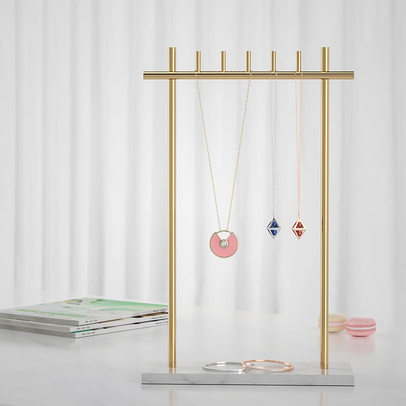 hanging jewelry organizer display Necklace Display Stand tall t bar necklace stand Two Pieces Gold Necklace Display Stand - Hanging Jewelry Organizer Display YIFU DISPLAY