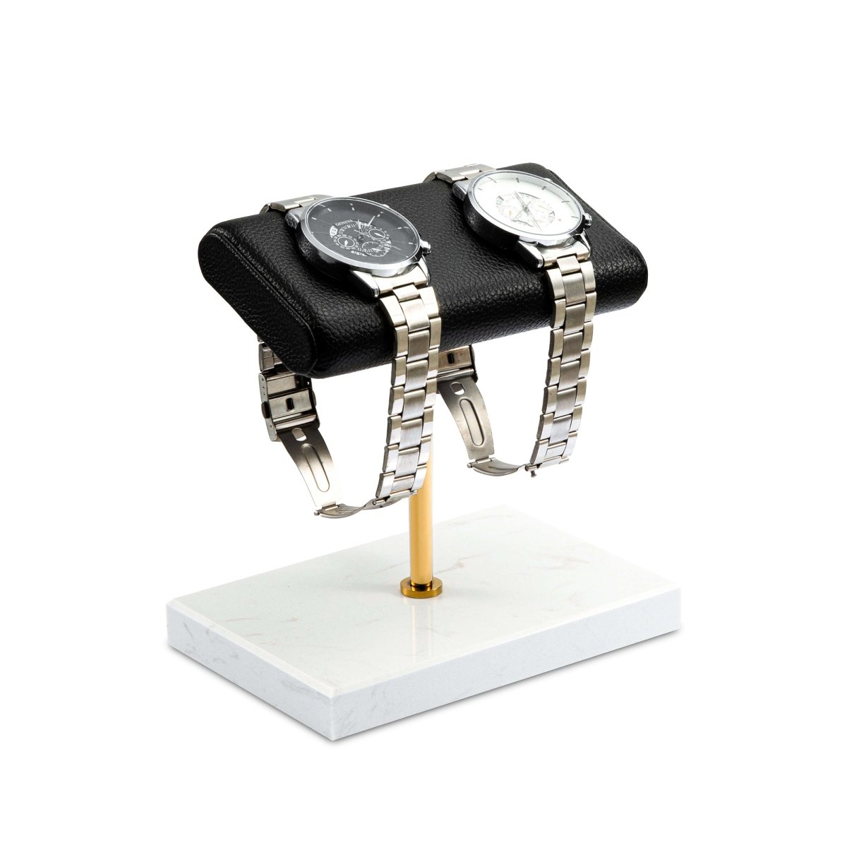 watch display stand watch stand Watch Display Stand - Dual Leather Watch Holder Stand with Marble Base YIFU DISPLAY